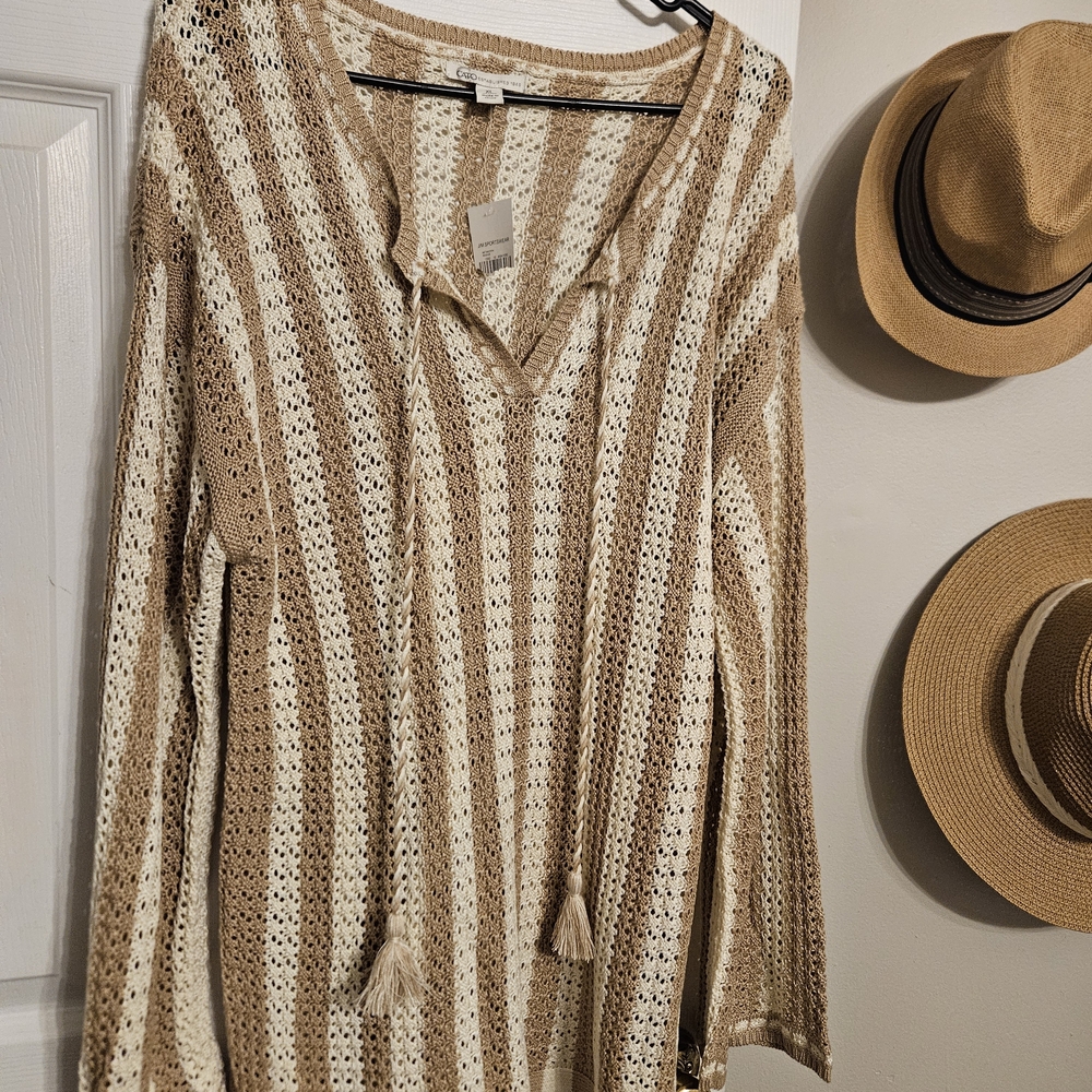Cato Beige and Cream Knit Top